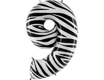 Cijfer Folieballon zebra 9 (100 cm)