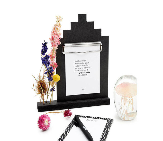 Klembord grachtenpandje zwart hout in staander