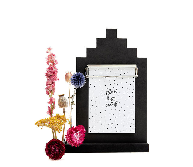 Klembord grachtenpandje zwart hout in staander