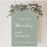 Welkomstbord Babyshower eucalyptus – gepersonaliseerd met naam – naturel stijl