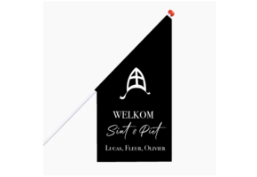 Sinterklaas kioskvlag met naam - Zwart