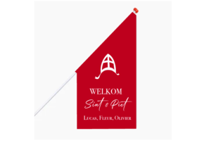 Sinterklaas kioskvlag met naam - Rood