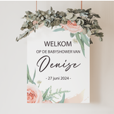 Welkomstbord babyshower Baby in Bloom