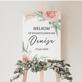 Welkomstbord babyshower Baby in Bloom