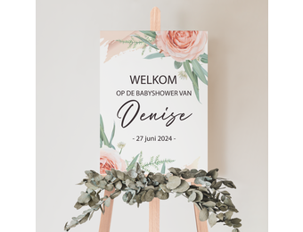 Welkomstbord babyshower Baby in Bloom