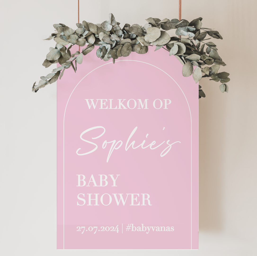 Welkomstbord Babyshower Baby Girl – gepersonaliseerd met naam – meisje