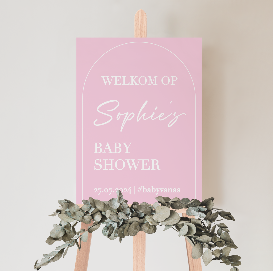 Welkomstbord Babyshower Baby Girl – gepersonaliseerd met naam – meisje