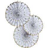 Waaiers polka dot goud folie (3st) Ginger Ray