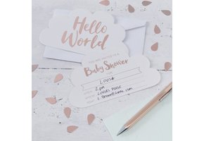 Babyshower uitnodigingen Hello World 10st) Ginger Ray