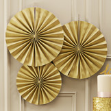 Gold Paper Fans (3st) Ginger Ray