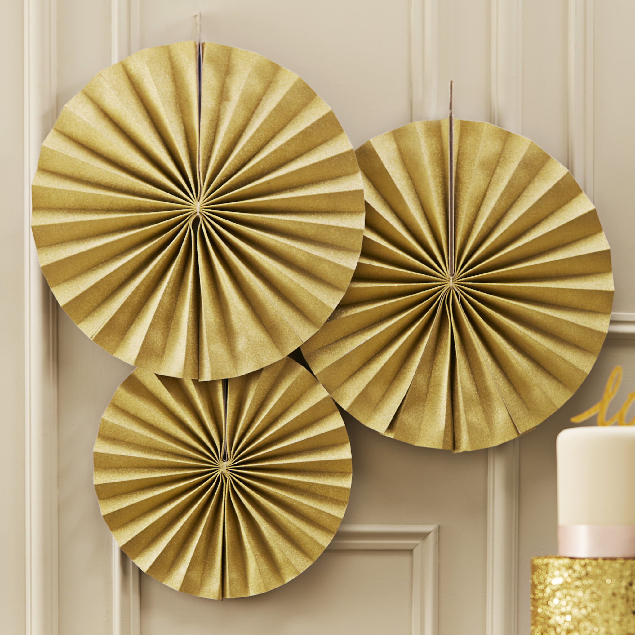 Gold Paper Fans (3st) Ginger Ray