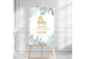 Welkomstbord Babyshower Oh Baby – gepersonaliseerd met naam – neutraal