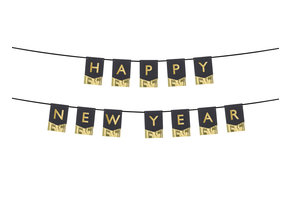 Happy New Year slinger zwart goud (1.35m)