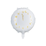 Folieballon Happy New Year klok wit 45 cm