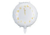 Folieballon Happy New Year klok wit  45 cm