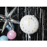Folieballon Happy New Year klok wit 45 cm