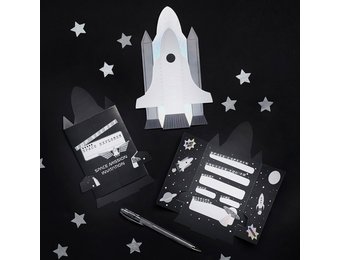 Uitnodigingen Space Shuttle Blast Off (10st) Hootyballoo