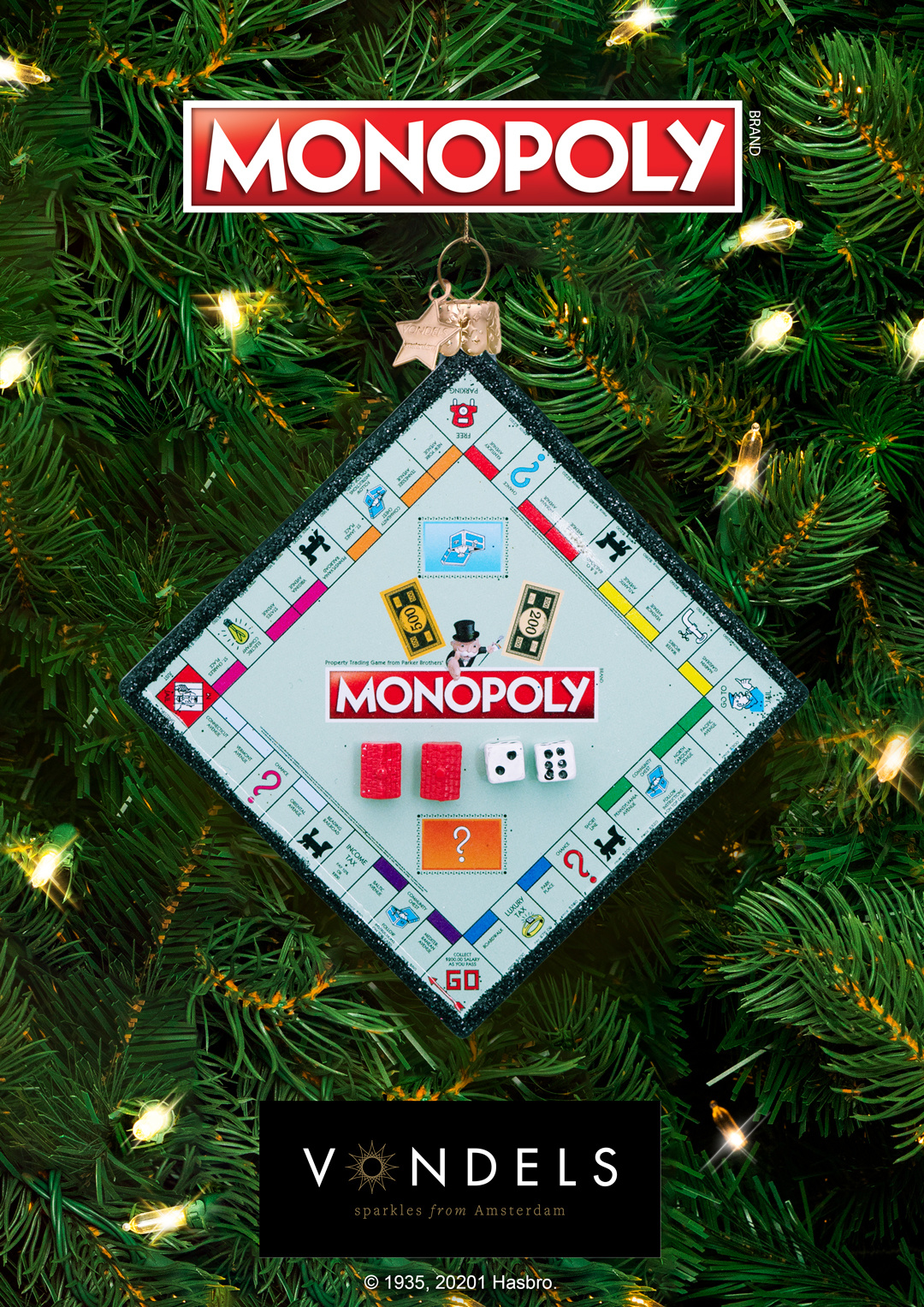 Kersthanger Monopoly bordspel Vondels