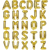 Letter en cijfer folieballonnen goud 35 cm