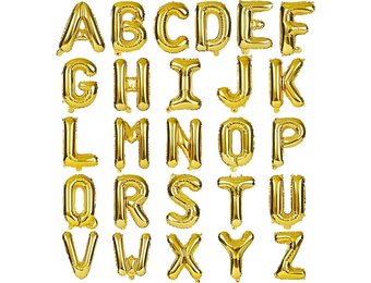 Letter en cijfer folieballonnen goud 35 cm