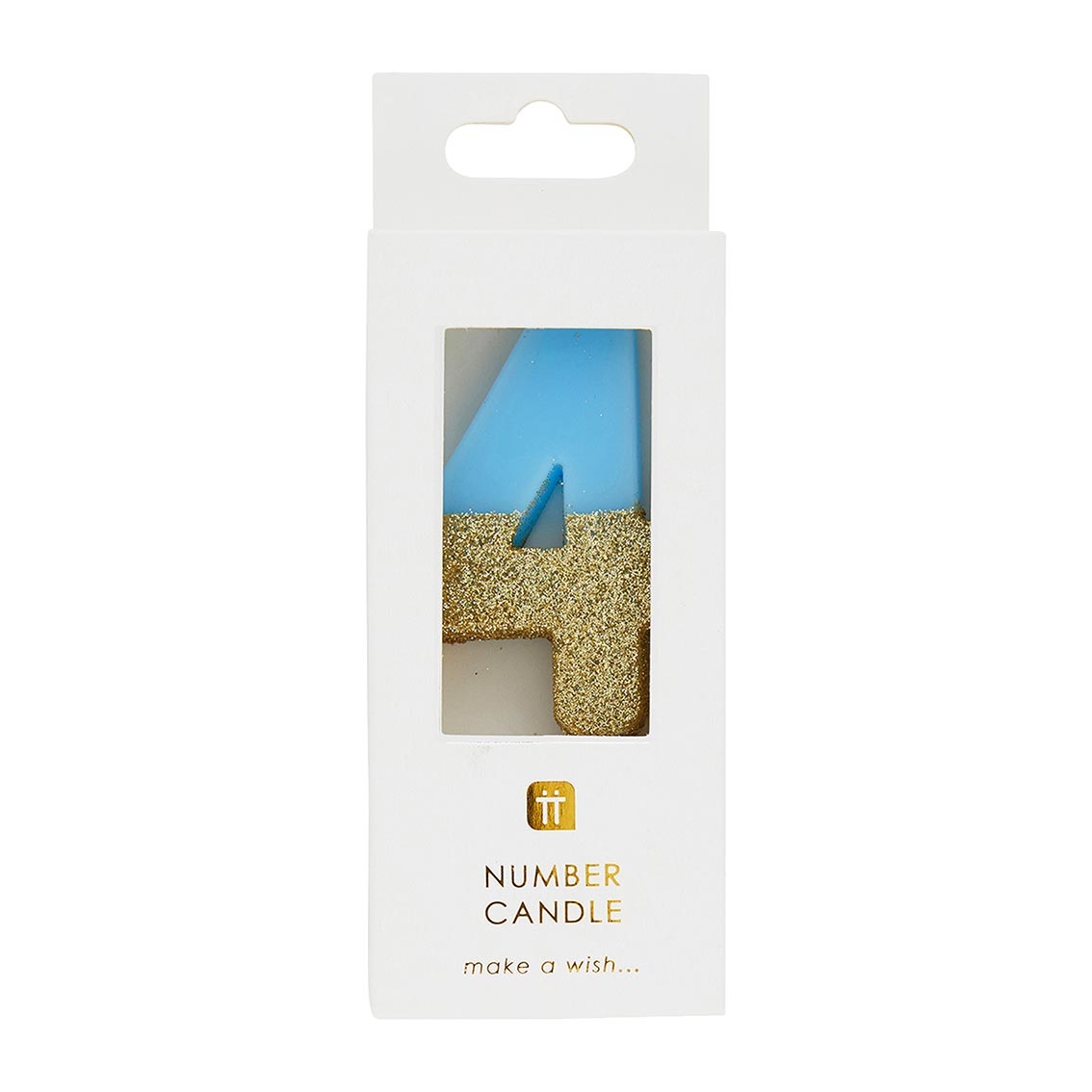 We heart birthday kaarsje 4 blauw Talking Tables