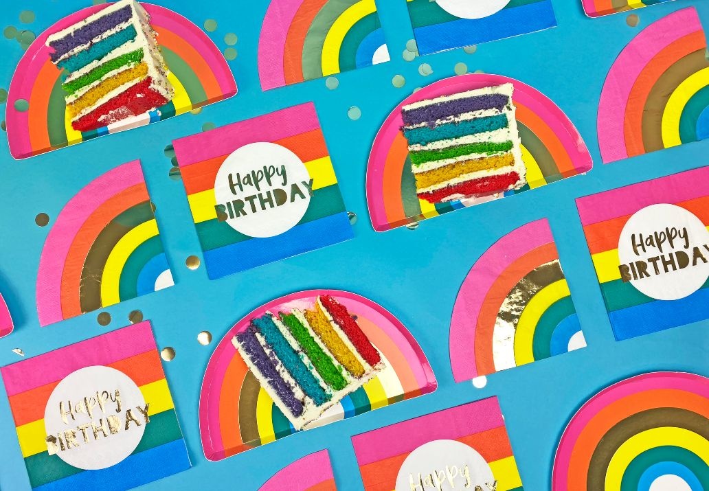 Servetten regenboog (16st) Birthday Brights Talking Tables