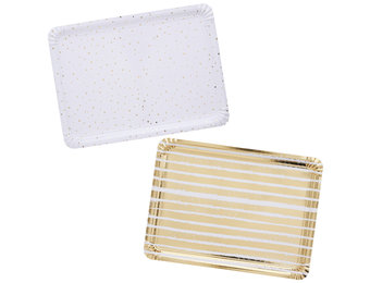 Dienblad papier goud Strepen & Stippen (4st) Hootyballoo