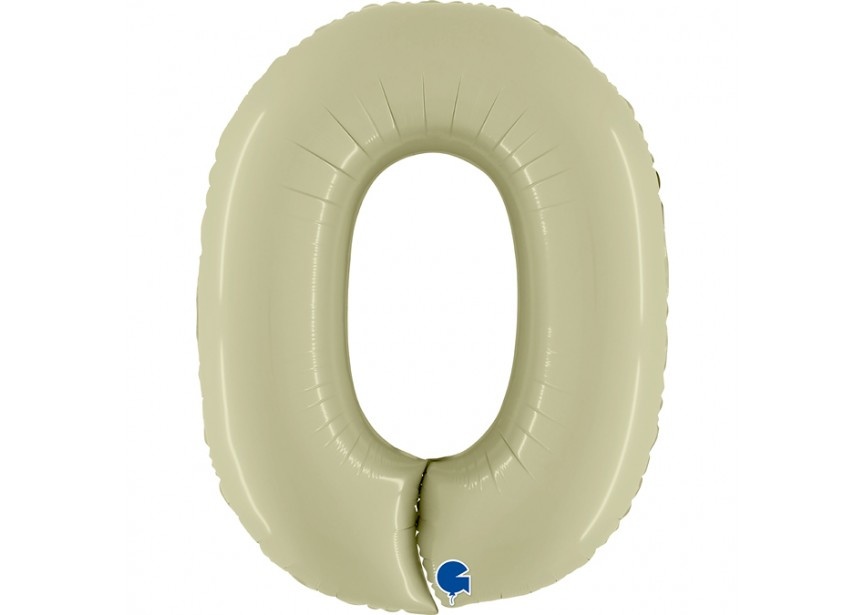 Cijfer Folieballon satin 0 olive (100 cm)