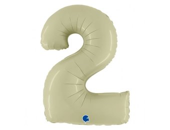 Cijfer Folieballon satin 2 olive (100 cm)