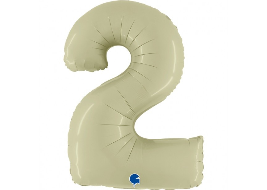 Cijfer Folieballon satin 2 olive (100 cm)