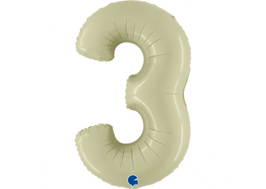 Cijfer Folieballon satin 3 olive (100 cm)
