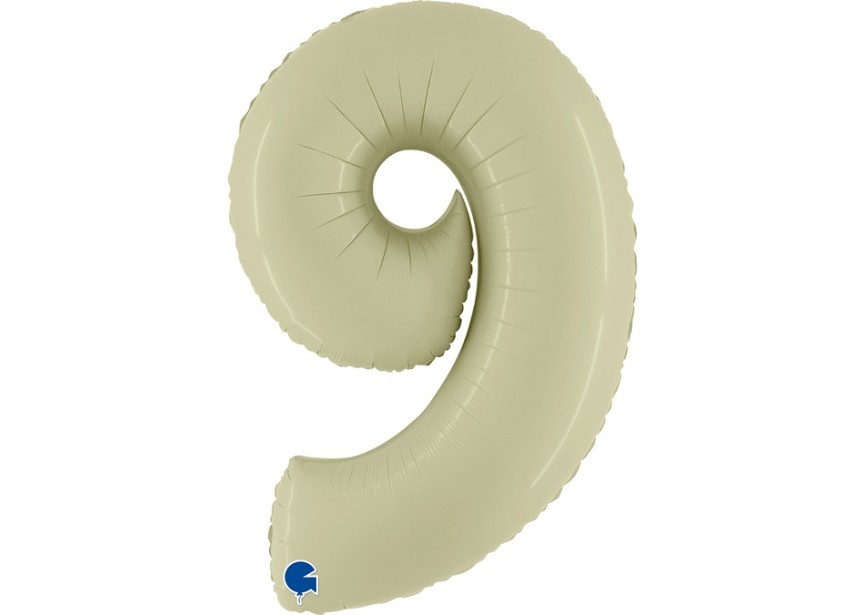 Cijfer Folieballon satin 9 olive (100 cm)