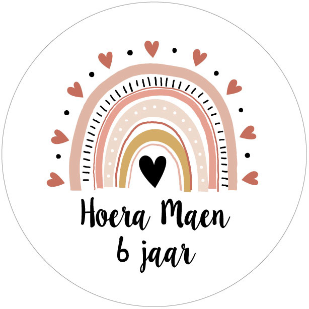 Etiket rond Boho Pink (5st)