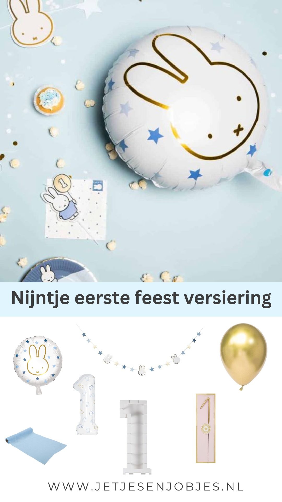 Nijntje 1 jaar cijfer kaars blauw Dick Bruna