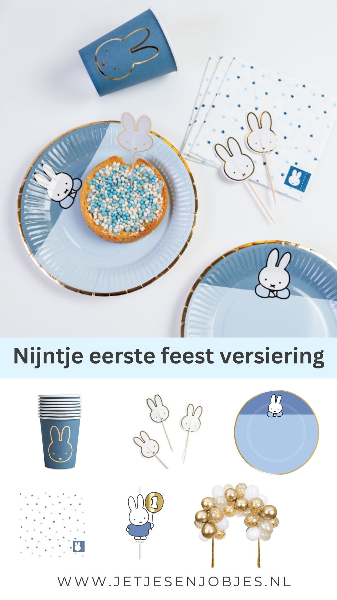 Nijntje 1 jaar cijfer kaars blauw Dick Bruna