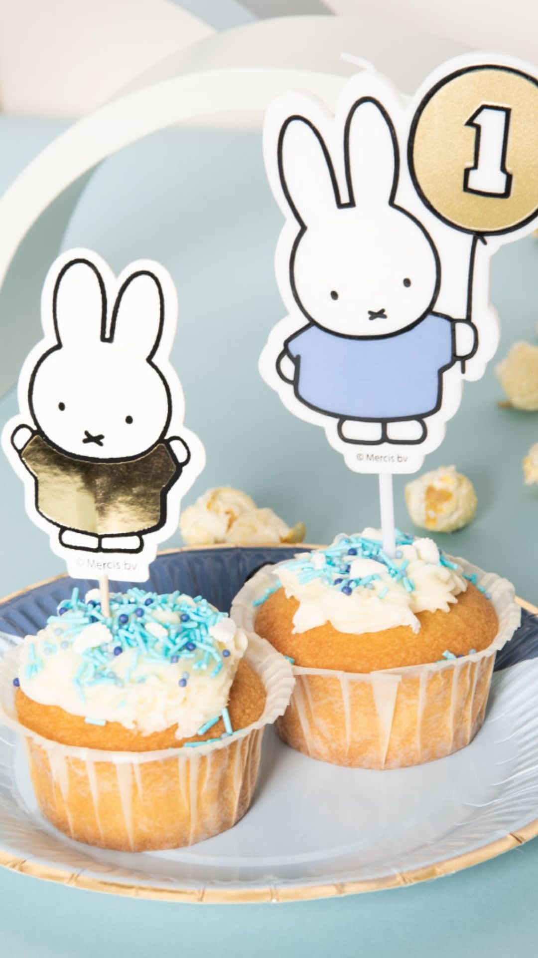 Nijntje 1 jaar cijfer kaars blauw Dick Bruna