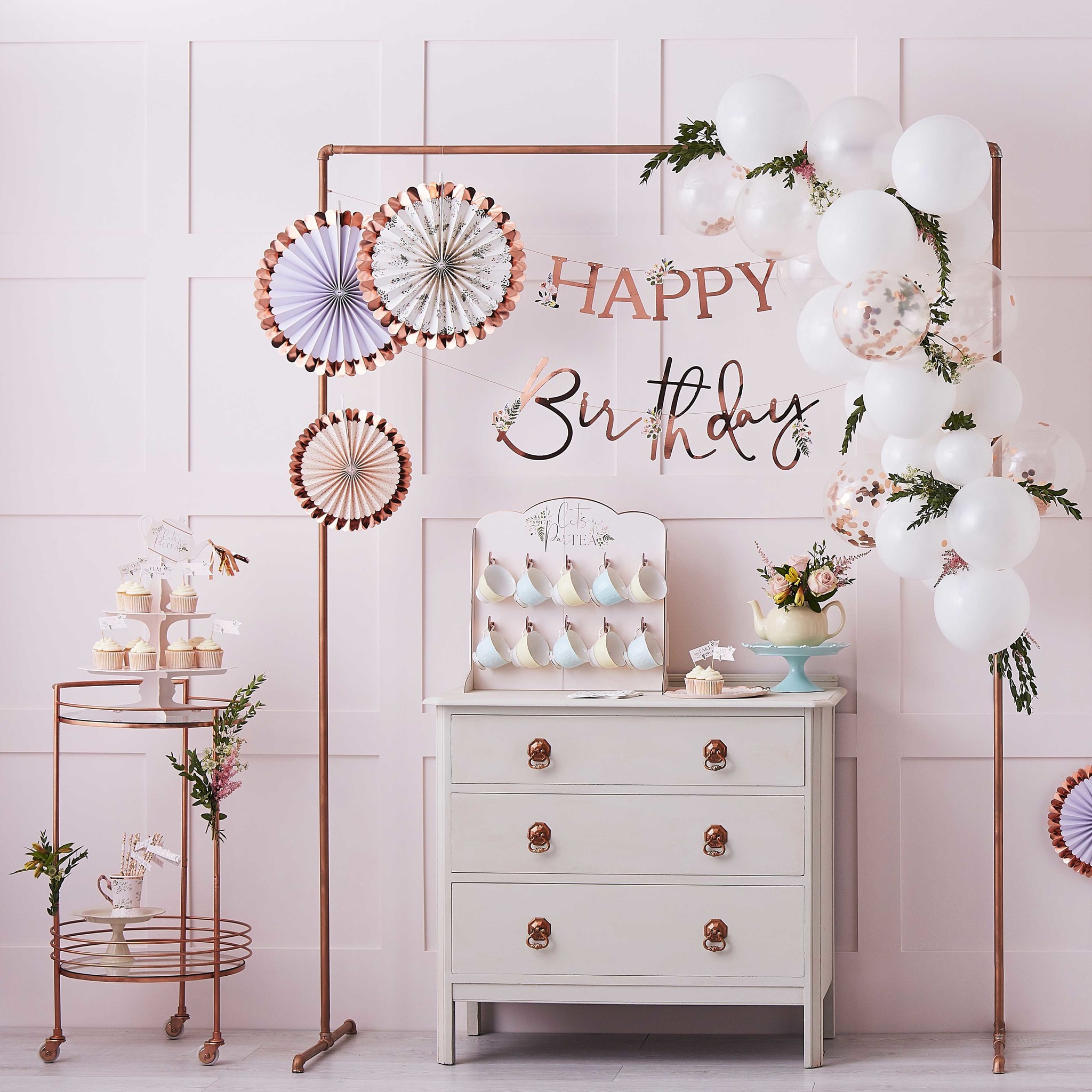 Bloemen decoratie Let's Partea (5st) Ginger Ray
