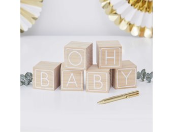 Houten blokken gastenboek Ginger Ray