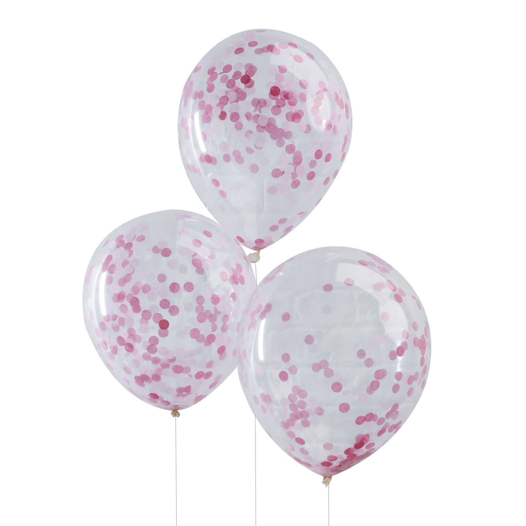 Confetti ballonnen roze (5st) Ginger Ray