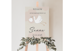 Welkomstbord Babyshower Hello Little One roze – gepersonaliseerd met naam – meisje