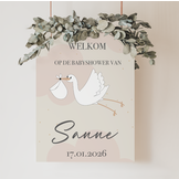 Babyshower welkomstbord Hello Little One roze