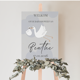 Babyshower welkomstbord Hello Little One blauw