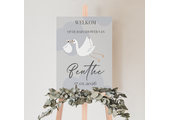 Welkomstbord Babyshower Hello Little One blauw – gepersonaliseerd met naam – jongen
