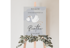 Welkomstbord Babyshower Hello Little One blauw – gepersonaliseerd met naam – jongen