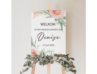 Welkomstbord vrijgezellenfeest Floral Hen Party