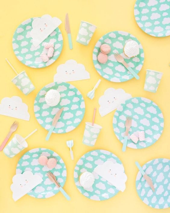 Bekertjes wolken mint (8st) My Little Day