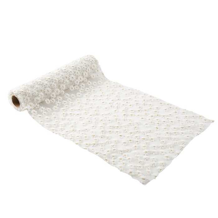 Tafelloper broderie madeliefjes (3M) Daisy Party