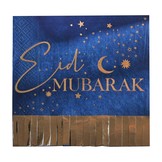 Servetten Eid Mubarak Navy Gold fringe (16st) Ginger Ray