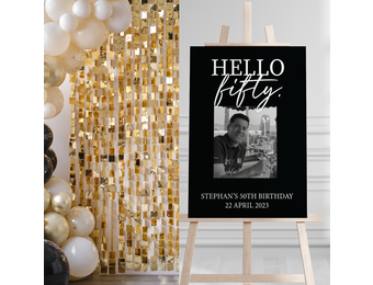 Welkomstbord verjaardag Hello fifty