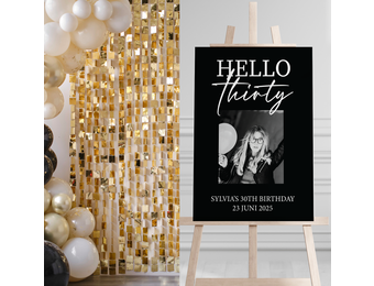 Welkomstbord verjaardag Hello thirty